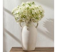 PORCER Vase en céramique de 24 cm en Terre Cuite avec poignées, Vase décoratif bohème pour décoration d'intérieur, Ferme, Salon, Table - Beige