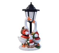 Porch Goose Statue d'oie d'extérieur avec lumière solaire LED | Lampe de pelouse décorative avec statue d'oie de Noël, capteur automatique, lumière solaire LED en résine résistante