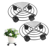 PORFOYO 2 Pièces Chariot pour Plantes en Métal, 32 Cm Planche À roulettes pour Plantes, Panier À Plantes avec roulettes, pour Support De Parasol, Poubelle, Citerne, Pot De