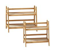 PORFOYO 2 Pièces Étagère Cuisine, Étagère Rangement Cuisine Bois, Étagère Épices, Étagère Style Échelle, Pour Épices, Tasses, Bouteilles, Thé