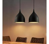 PORFOYO 2 Pieces Suspension Luminaire, Ø17cm Rétro Suspension, Lustre Suspensions Rétro Suspensions, Demi-Cercle Plafonnier E27, Ronde En Métal Pour Restaurant Club Couloir Chambre, Longueur Réglable