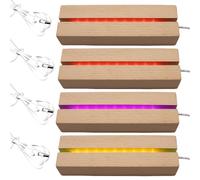 PORFOYO 4 Pièces Socle Lumineux LED Bois, Base de Présentation, Socle Lumineux Bois Socles Socle Lumineux Bases D'Éclairage LED Socle Éclairé Pour Acrylique, Cristal, Verre (15cm)