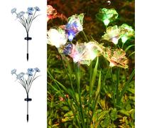 PORFOYO Lampes Solaires De Jardin: 2 Pièces Solaire Lumières De Chemin, Fleur De Rose Plus Réaliste Lumiere Solaire Exterieur Decorative Pour Pelouse, Extérieur, Patio, Arbustes, Terrasse
