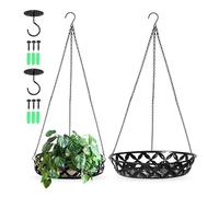PORFOYO Lot de 2 pots de fleurs suspendus en métal avec crochet au plafond, chaîne suspendue, pots suspendus pour plantes (25 cm, 31 cm)
