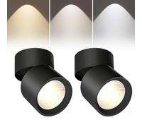 PORFOYO Lot de 2 spots de plafond LED orientables - 7 W - Couleur de la lumière tricolore - Pivotant à 360° et orientable