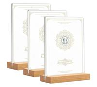 PORFOYO Lot de 3 présentoirs de table en acrylique A4 - Support en forme de T - Support en acrylique - Double face - Transparent - Pour restaurant, café, comptoir - 21 x 29,7 cm