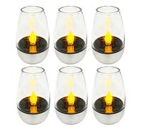 PORFOYO Lot De 6 Bougies Solaires LED D'extérieur: Bougies Chauffe-Plat Solaires électriques, Résistantes Aux Intempéries, Chauffe-Plat LED Pour Balcon,Chambre, Lanterne Intérieure, Terrasse