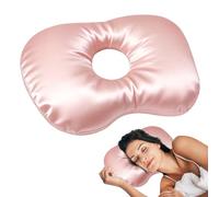 PORFOYO Oreiller avec Trou,42 * 31 * 10cm Oreiller De Piercing Dormir sur Côté,Coussin De Piercing d'oreille,Coussin Piercing Oreille pour Ceux Qui Dorment sur Le Côté,Aoins,Rose