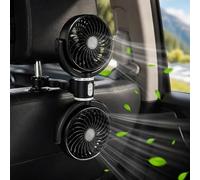 PORFOYO Ventilateur De Voiture, Ventilateur Voiture, Ventilateur De Véhicule Usb Portable, Ventilateur Double Tête Installation Facile Ventilateur Appuie-Tête, Pour Siège Arrière, Für Voiture