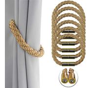 Porlau Lot de 6 embrasses magnétiques solides pour rideaux décoratifs pratiques pour rideaux fins ou épais, aucun outil nécessaire, 50 cm, légèrement lourd