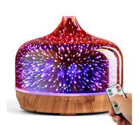 Porseme Diffuseur d'arômes 500ml en Verre avec télécommande, humidificateur à ultrasons soufflé à la Main à Effet 3D pour huiles essentielles, Silencieux pour humidificateur d'ambiance(Or Rose)