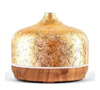 Porseme Verre diffuseur d'arômes 500ml, diffuseur pour huiles essentielles, Grand humidificateur, Brume fraîche ultrasonique, 7 changements de Couleur, Dure 15 à 21 Heures pour Appartement(Plaqué Or)