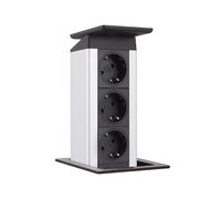 Port Push, prise de courant triple, escamotable, inox brossé