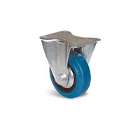 Port-Roll 125mm Roulette à platine fixe caoutchouc bleu 0050126