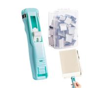Portable Binder Clip - Compact Clamp Dispensers, Handheld Paper Reusable Push Stapler Stainless Steel Dispenser | Perfect for Home School Dorm Apartment Document Organization Desk Storage