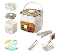 Portable Ice Maker with Lid and Storage Box, 48-Cube Easy Press Release Ice Cube Tray for Freezer, BPA Free 2-Layer Small Ice Cube Maker with Tongs for Cocktails and Drinks (White)