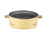 Portable Poêle à gril de table portatif d'intérieur et d'extérieur, mini poêle charbon bois for barbecue, petit pique-nique camping durable avec grillage rôtissoire Camping(Yellow)