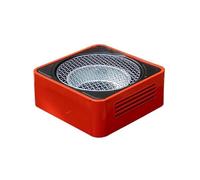 Portable Poêle de gril table extérieur en métal portable, mini poêle barbecue à charbon bois, petit viande camping durable avec grillage et rôtissoire Camping(Red)