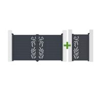 Portail battant 3m FOLYA H.160cm + Portillon 1m FOLYA H.160cm aluminium gris