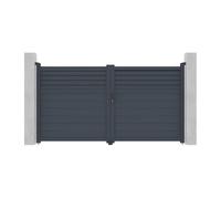 Portail battant aluminium persienné L305 x H165 cm anthracite - VIAZO