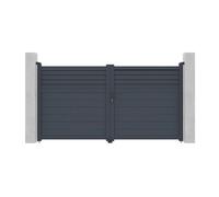 Portail battant aluminium persienné L305 x H166 cm anthracite - VIAZO
