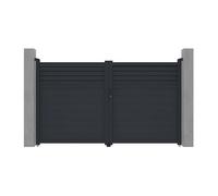 Portail battant aluminium persienné L305 x H180 cm anthracite - VIAZO
