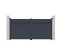 Portail battant aluminium persienné L355 x H180 cm anthracite - VIAZO