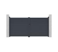 Portail battant aluminium persienné L355 x H181 cm anthracite - VIAZO