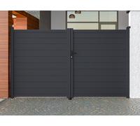 Portail battant aluminium plein L305 x H180 cm anthracite - NAZARIO