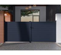 Portail battant aluminium plein L397 x H165 cm anthracite - NAZARIO