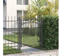 Portail battant - VIDAXL - Portillon 150 x 100 cm - Acier enduit de poudre - Sommet arrondi - Pointes décoratives