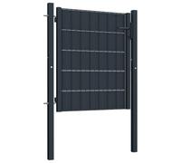Portail clôture PVC acier 100 x 81 cm anthracite | PVC et acier, anthracite, fermeture à clé, réglable de 97 à 102 cm, installation facile