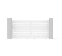 Portail coulissant ajouré en aluminium blanc - CASANOOV - Largeur 298 cm - Hauteur 145 cm - Manuel