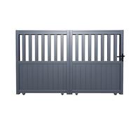 Portail coulissant aluminium semi ajouré L343 x H148 cm anthracite TARNOS II