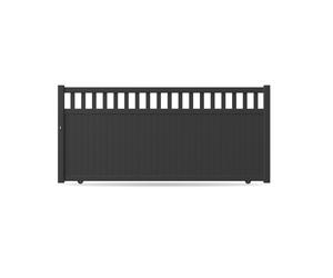 Portail coulissant, modèle Meaux, aluminium, anthracite, systèmes de fixation flexibles, personnalisable