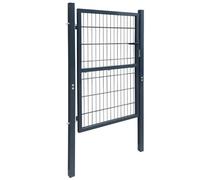 Portail de clôture 2D simple, gris anthracite, 100 x 120 cm, acier | Serrure avec clés, poteaux avec charnières, revêtement par poudre, utilisation extérieure, montage facile