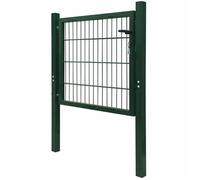 Portail de clôture 2D (simple) - vidaXL - vert - acier - 100x80 cm - Réglable - Verrouillable - Serrure avec 2 clés 70355