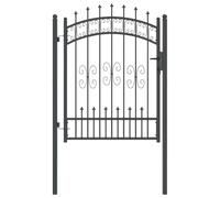Portail de Clôture avec Pointe KAMPEN 103 x 175 cm Acier Gris | Barrière extérieure, style traditionnel, sommet en lance, verrou coulissant, entretien facile