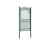 vidaXL Portail de clôture avec pointes Acier 100x200 cm Vert Vert G