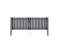 Vidaxl Portail De Clôture À Double Porte Acier 306x175 Cm Anthracite