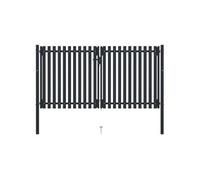 Vidaxl Portail De Clôture À Double Porte Acier 306x200 Cm Anthracite