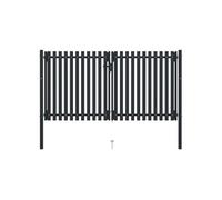 vidaXL Portail de clôture double en acier enduit de poudre 306 x 220 cm Anthracite