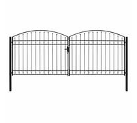 Portail de clôture double porte en acier revêtu par pulvérisation 400 x 175 | Design à double battant, finition d'arc, protection contre la rouille, construction en acier, pour jardin et cour