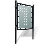 Portail de clôture en acier noir 100 x 100 cm avec serrure et mont | Entrée élégante, cadre renforcé, revêtement anti-corrosion, largeur réglable, installation facile, utilisation en extérieur