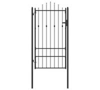 Portail de clôture en métal noir 240 x 104 cm | Métallique, anti-escalade, fermeture verrouillable, finition poudrée, usage extérieur