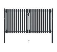 vidaXL Portail de clôture double en acier enduit de poudre 306 x 220 cm Anthracite