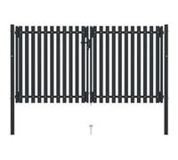 vidaXL Portail de clôture double en acier enduit de poudre 306 x 220 cm Anthracite