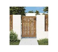 vidaXL Portillon de jardin design Bambou 85x125 cm Acier Corten