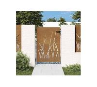 Portail de jardin 85x150 cm acier corten conception d'herbe 153223