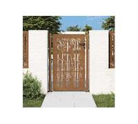vidaXL Portail de jardin 100x125 cm – Acier Corten, design bambou